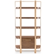 Bowery Hill Metal Framed Etagere with File Drawer in Medium Wood