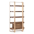 Bowery Hill Metal Framed Etagere with File Drawer in Medium Wood