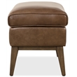 Bowery Hill Rectangular Ottoman with Wood Legs in Brown Leather