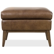 Bowery Hill Rectangular Ottoman with Wood Legs in Brown Leather
