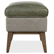 Bowery Hill Two-Tone Ottoman with Wood Legs in Green Leather