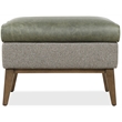 Bowery Hill Two-Tone Ottoman with Wood Legs in Green Leather
