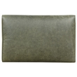 Bowery Hill Two-Tone Ottoman with Wood Legs in Green Leather