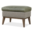 Bowery Hill Two-Tone Ottoman with Wood Legs in Green Leather