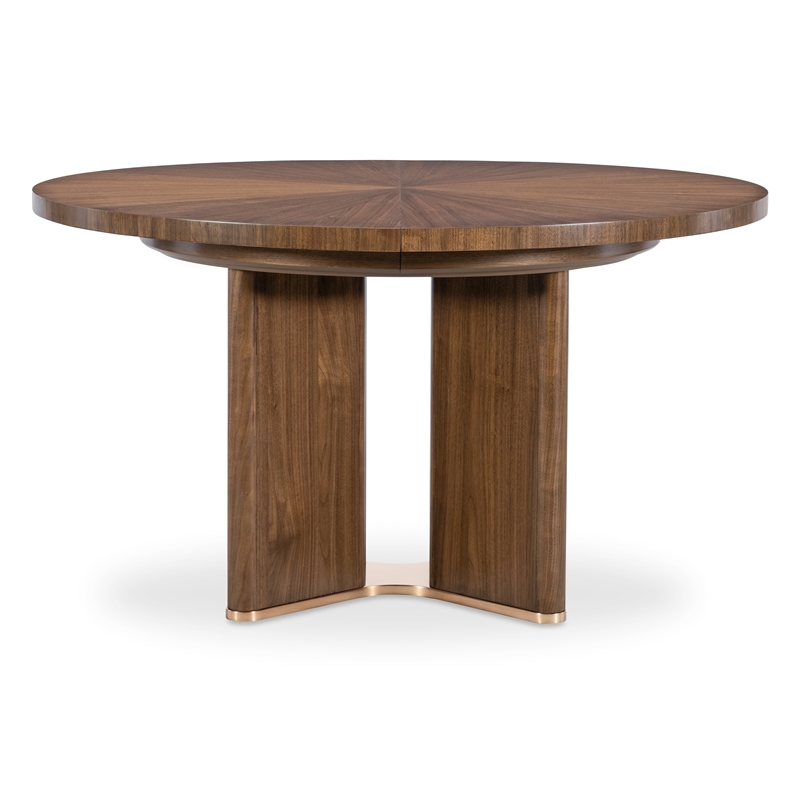 Bowery Hill Round Dining Table with 20in Leaf in Medium Wood
