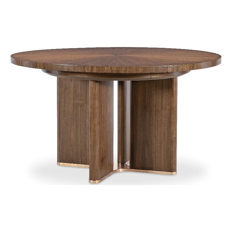 Bowery Hill Round Dining Table with 20in Leaf in Medium Wood