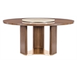Bowery Hill 66in Round Pedestal Dining Table in Medium Wood Finish