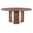 Bowery Hill 66in Round Pedestal Dining Table in Medium Wood Finish