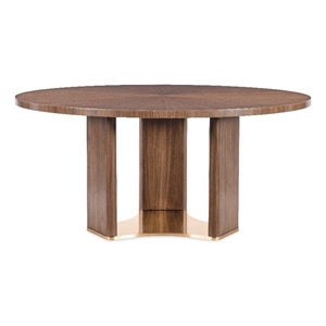 Bowery Hill 66in Round Pedestal Dining Table in Medium Wood Finish