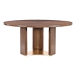 Bowery Hill 66in Round Pedestal Dining Table in Medium Wood Finish