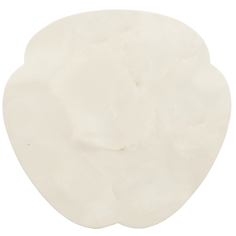 Bowery Hill Cloverleaf Resin Accent Table in Cream Faux Onyx