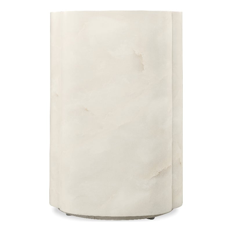 Bowery Hill Cloverleaf Resin Accent Table in Cream Faux Onyx