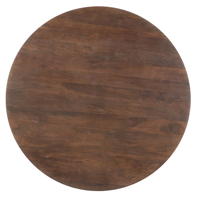Bowery Hill Round Pedestal Dining Table in Medium Mango Wood