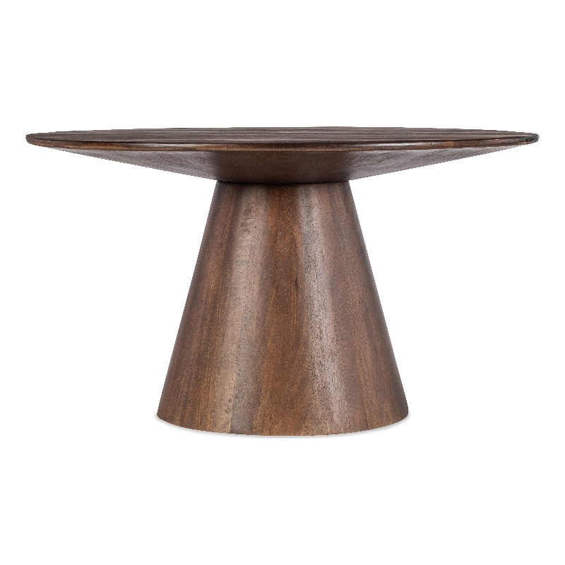 Bowery Hill Round Pedestal Dining Table in Medium Mango Wood