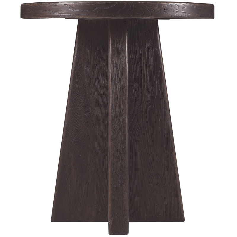 Bowery Hill Round Pedestal End Table in Rustic Black Wood Finish