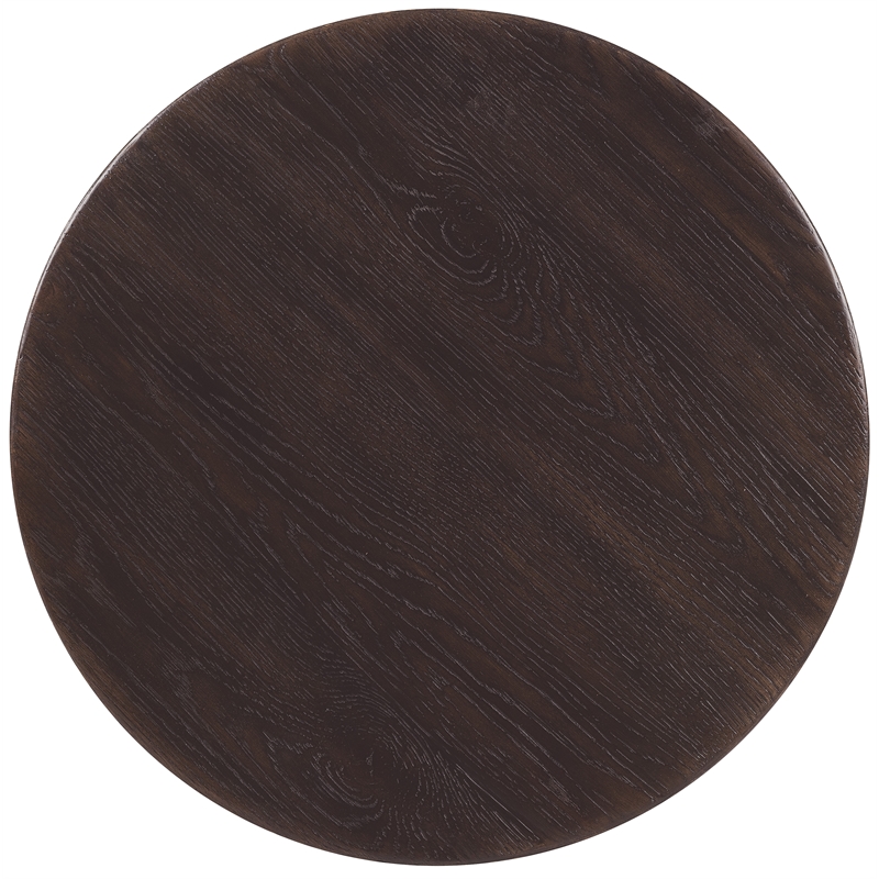 Bowery Hill Round Pedestal End Table in Rustic Black Wood Finish