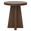 Bowery Hill Round Pedestal End Table in Rustic Brown Wood Finish
