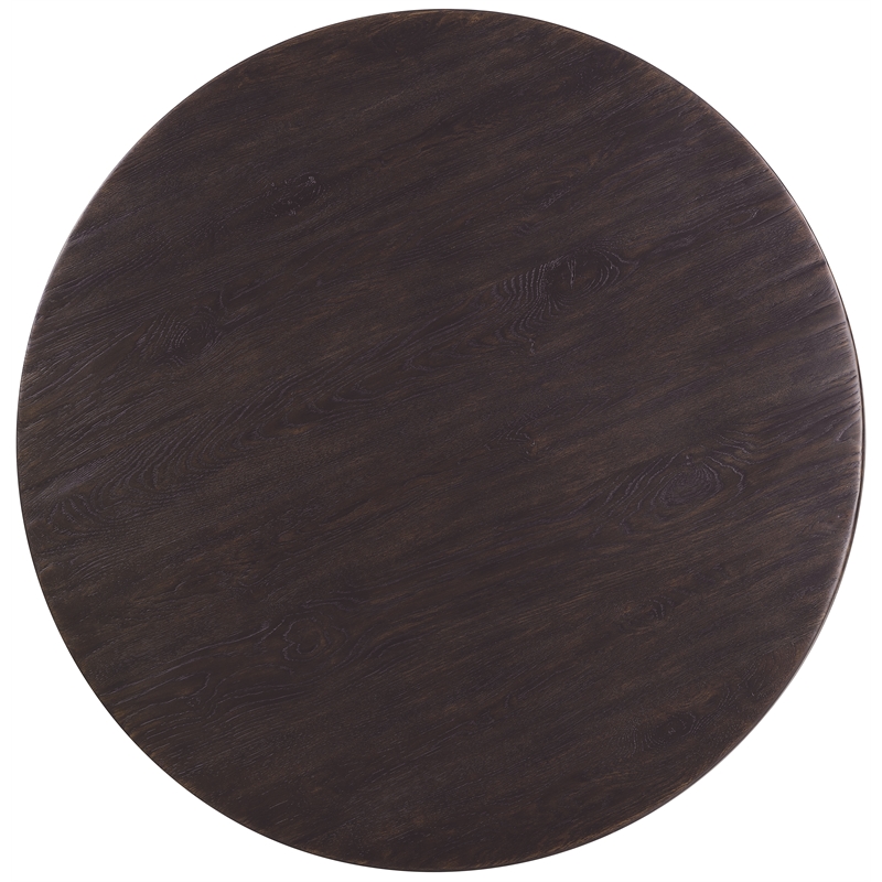 Bowery Hill Round Cocktail Table with X-Stretcher in Black Wood