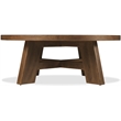 Bowery Hill Round Cocktail Table with X-Stretcher in Brown Wood