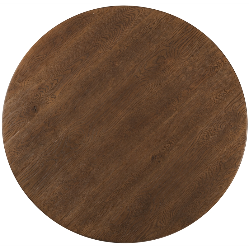Bowery Hill Round Cocktail Table with X-Stretcher in Brown Wood