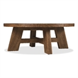Bowery Hill Round Cocktail Table with X-Stretcher in Brown Wood