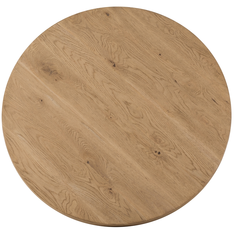 Bowery Hill Round Cocktail Table with X-Stretcher in Light Brown