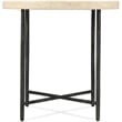 Bowery Hill Round Metal Side Table with Stone Top in Gray Finish