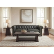 Bowery Hill Square Pedestal End Table in Rustic Black Wood Finish