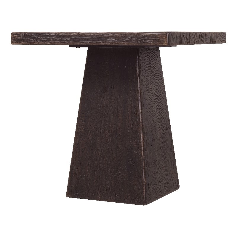 Bowery Hill Square Pedestal End Table in Rustic Black Wood Finish