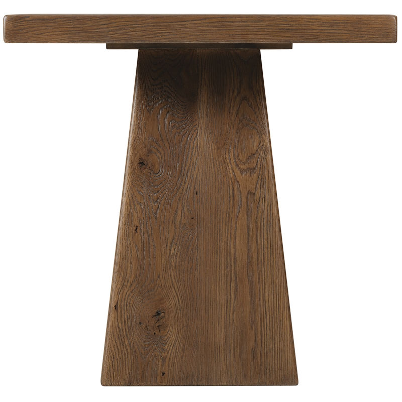 Bowery Hill Square Pedestal End Table in Rustic Brown Wood Finish