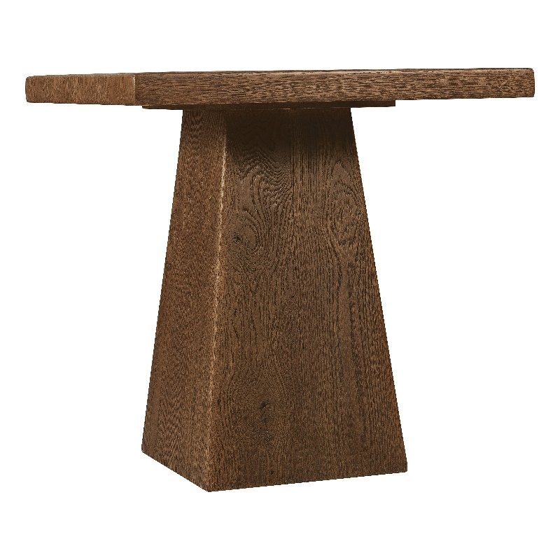 Bowery Hill Square Pedestal End Table in Rustic Brown Wood Finish