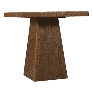 Bowery Hill Square Pedestal End Table in Rustic Brown Wood Finish