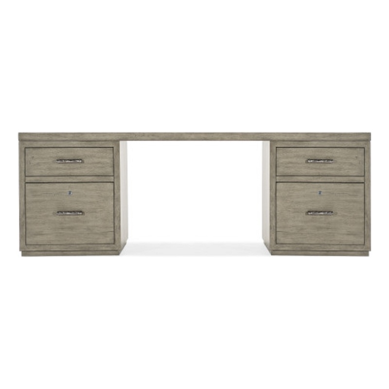 Bowery Hill 84in Home Office Desk with Two File Drawers in Smoked Gray