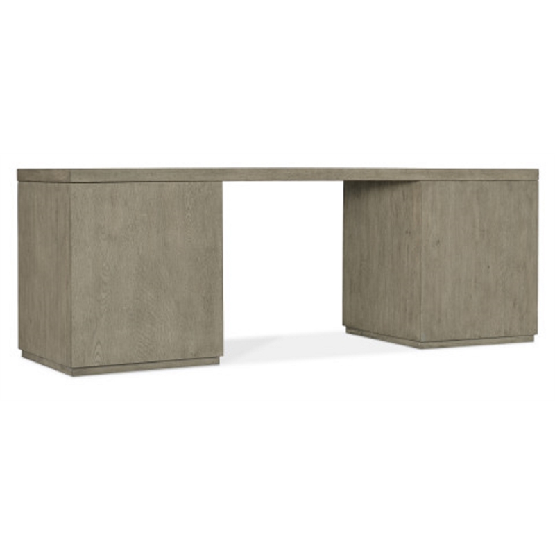 Bowery Hill 84in Home Office Desk with Two File Drawers in Smoked Gray