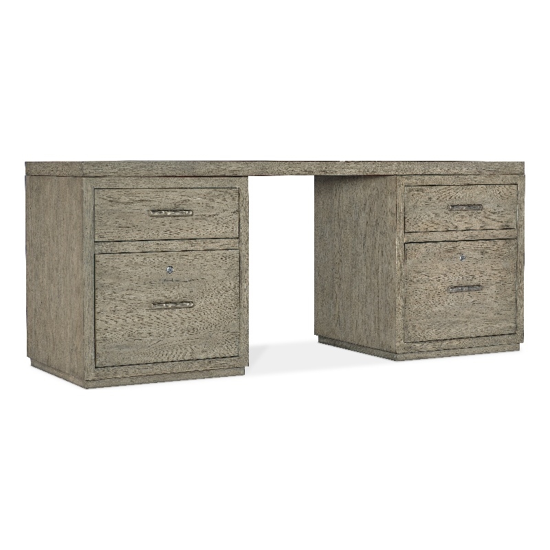 Bowery Hill 72in Home Office Desk with Two File Drawers in Smoked Gray