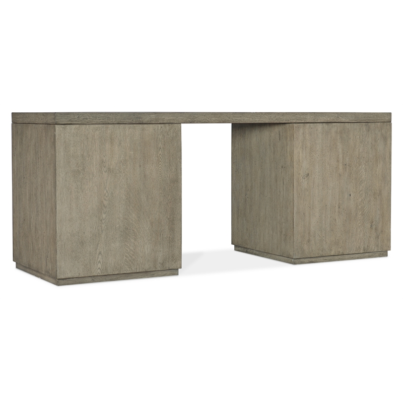 Bowery Hill 72in Home Office Desk with Two File Drawers in Smoked Gray