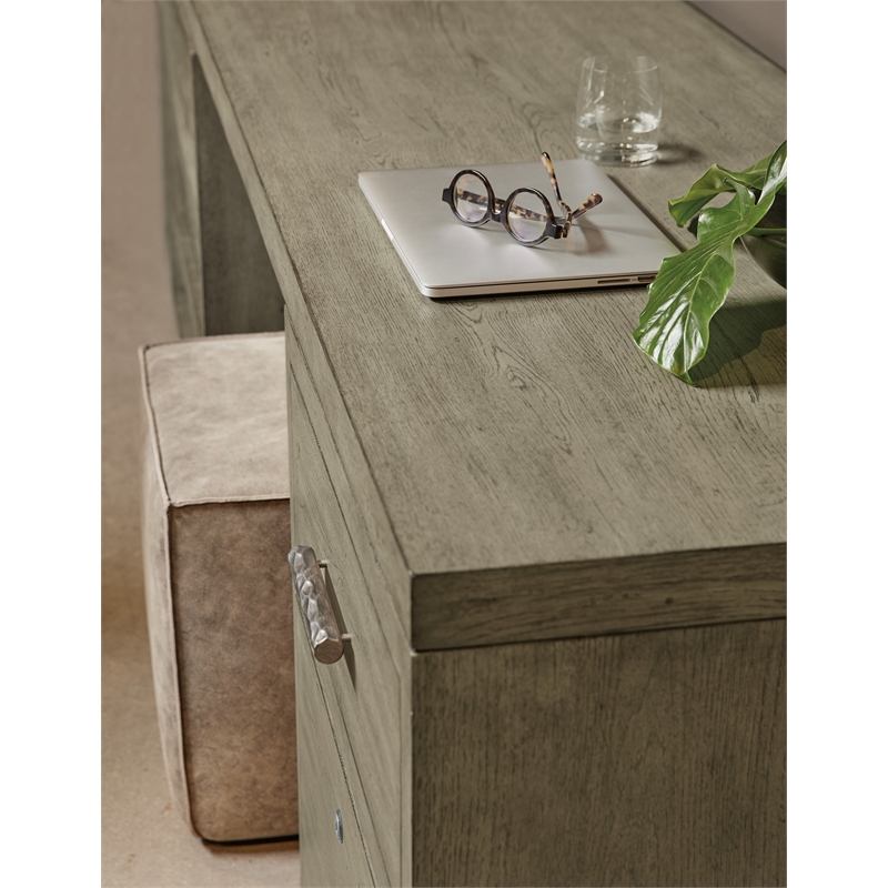 Bowery Hill 72in Home Office Desk with Two File Drawers in Smoked Gray