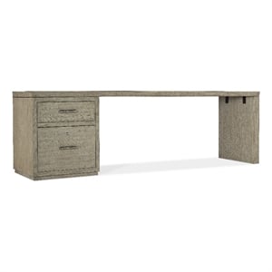 Bowery Hill 96in Home Office Desk with One File Drawer in Smoked Gray