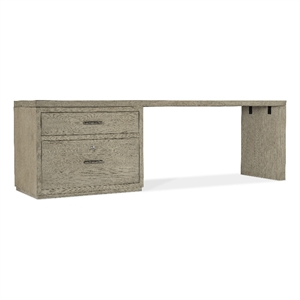 Bowery Hill 96in Home Office Desk with Lateral File in Smoked Gray