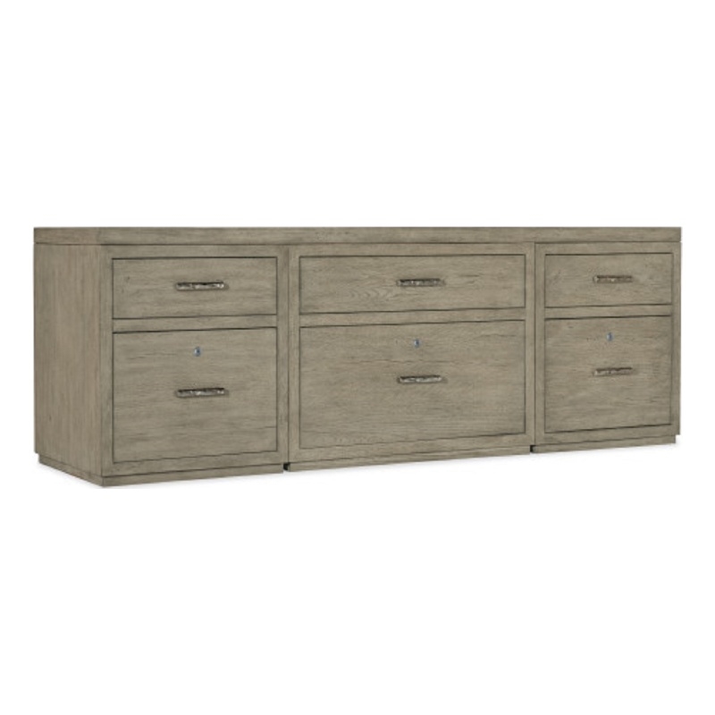 Bowery Hill 84in Home Office Credenza with Three Files in Gray