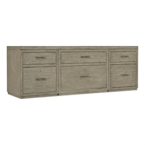 Bowery Hill 84in Home Office Credenza with Three Files in Gray