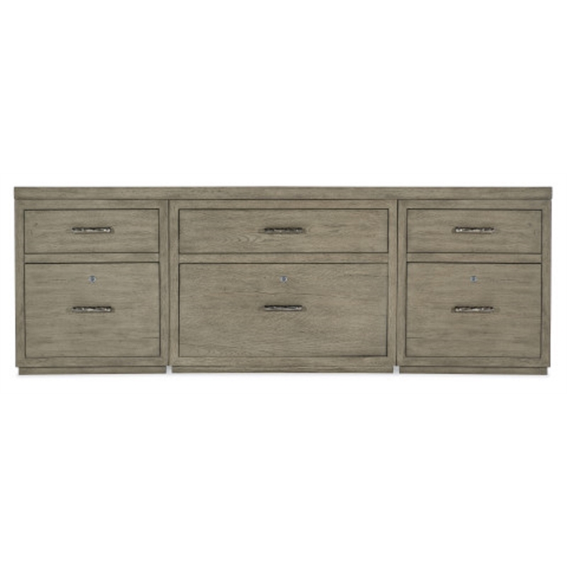Bowery Hill 84in Home Office Credenza with Three Files in Gray