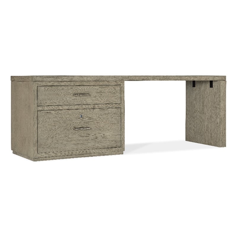 Bowery Hill 84in Home Office Desk with Lateral File in Smoked Gray