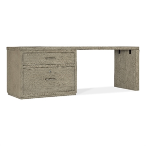 Bowery Hill 84in Home Office Desk with Lateral File in Smoked Gray