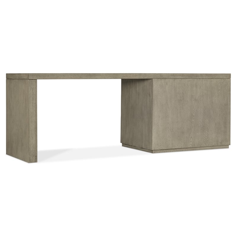 Bowery Hill 84in Home Office Desk with Lateral File in Smoked Gray