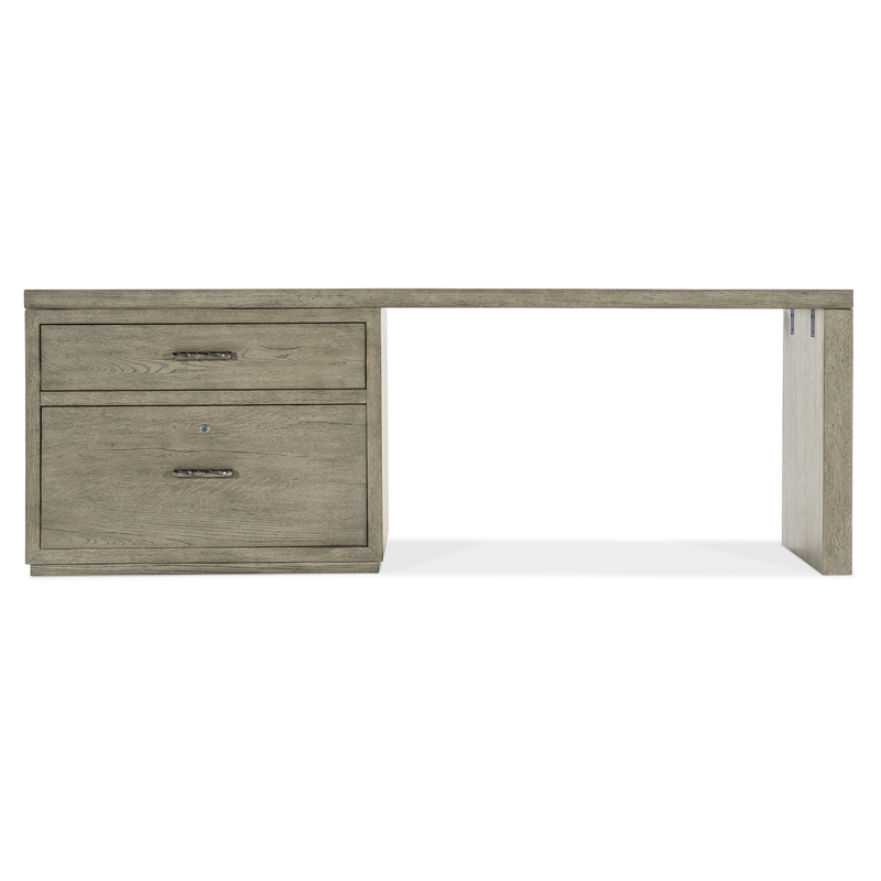 Bowery Hill 84in Home Office Desk with Lateral File in Smoked Gray