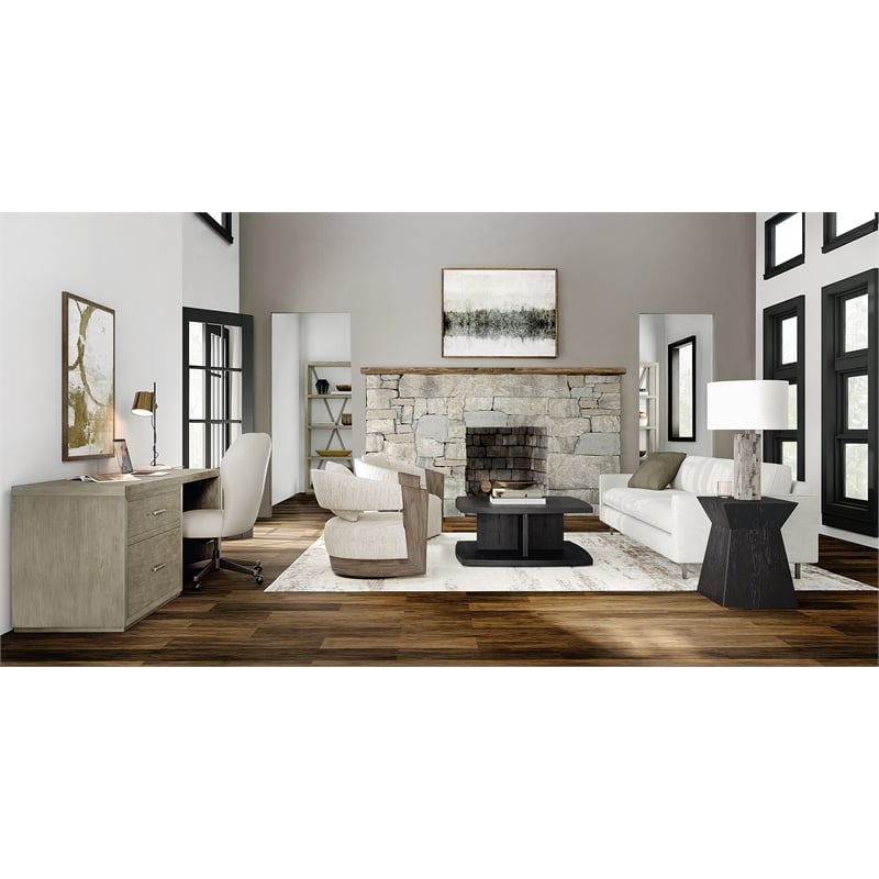 Bowery Hill 84in Home Office Desk with Lateral File in Smoked Gray
