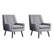 Bowery Hill Mid-Century Accent Chairs - Set of 2 in Light Gray Linen
