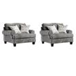 Bowery Hill Set of 2 Transitional Armchairs in Gray Fabric