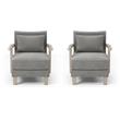 Bowery Hill Transitional Accent Chairs - Set of 2 in Gray Faux Leather
